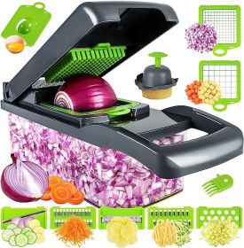 12 In 1 Manual Vegetable Chopper Kitchen Gadgets Food Chopper Onion Cutter Vegetable Slicer (Option: Gray)